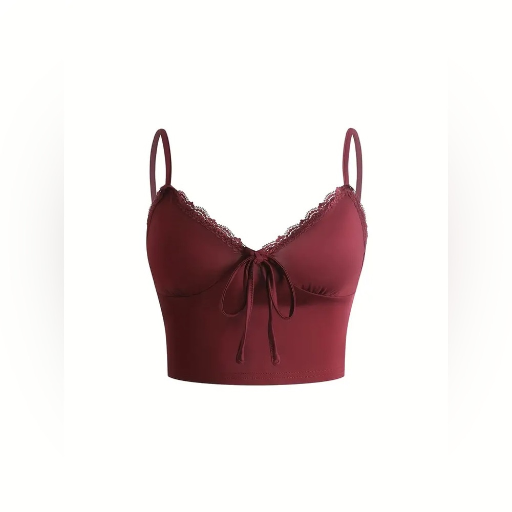 3/$15 
SHEIN burgundy V-neck Lace Cami size XS